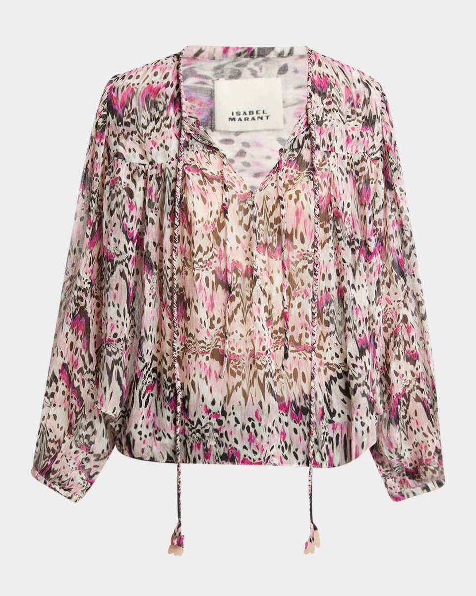 Ametissa Printed Drawcord Silk Top